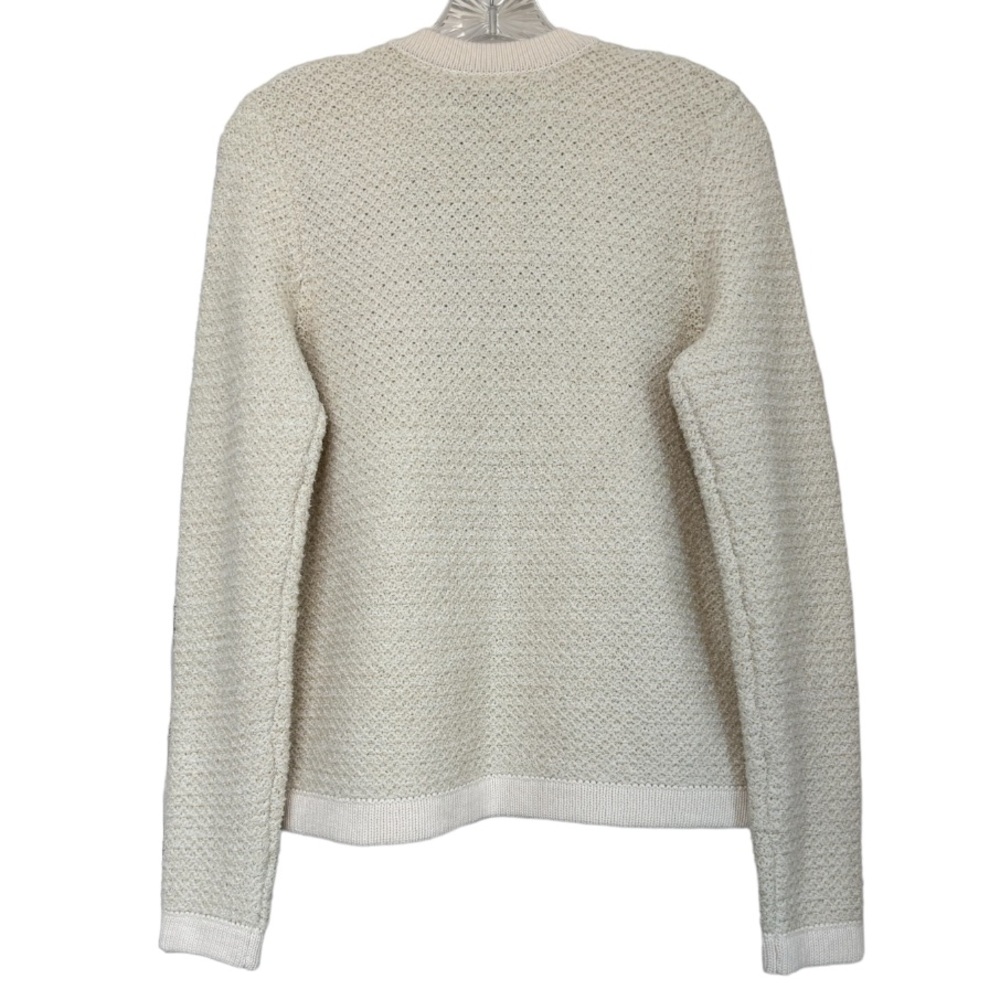 Textured Tweed Open Sweater Knit Jacket Neutral Cream Beige Tan LOFT Size Small - Picture 5 of 13